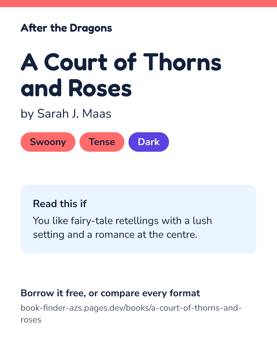 Share card for A Court of Thorns and Roses