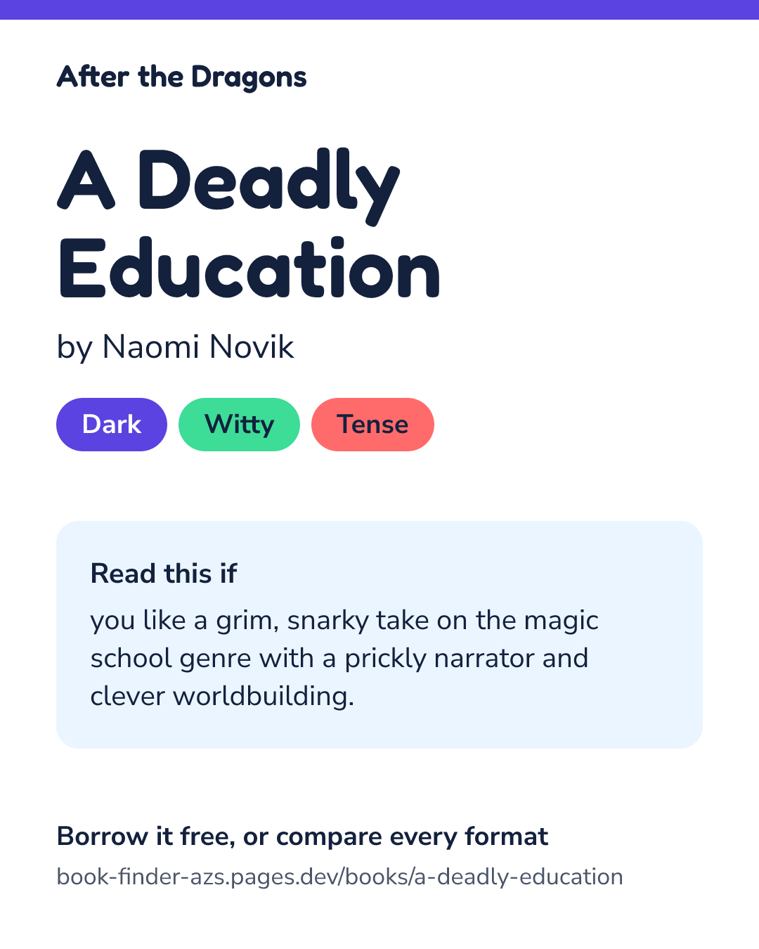 Share card for A Deadly Education