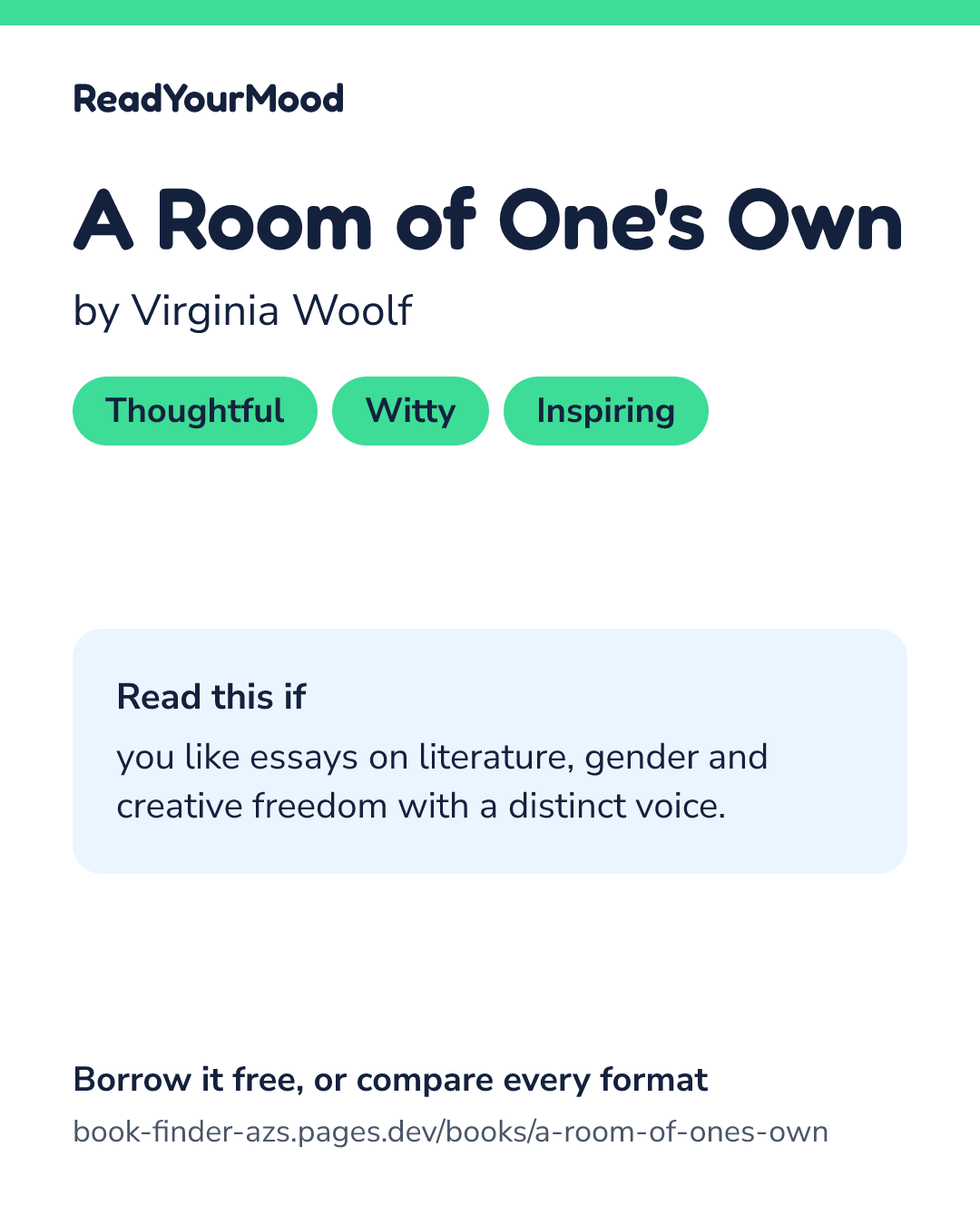 Share card for A Room of One's Own