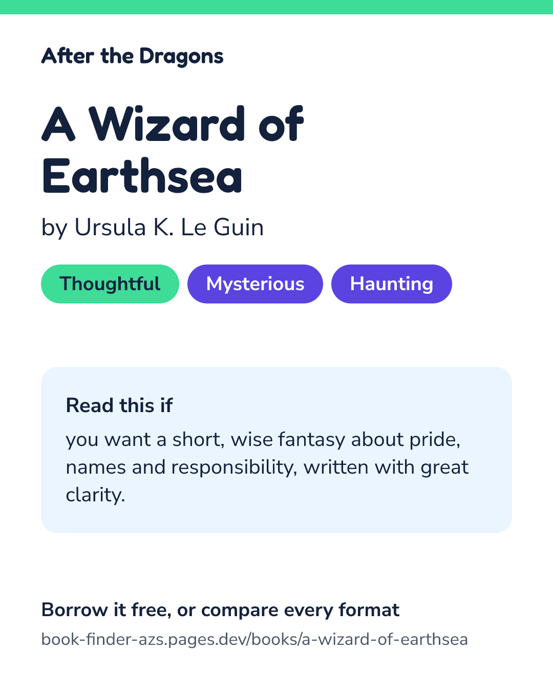 Share card for A Wizard of Earthsea