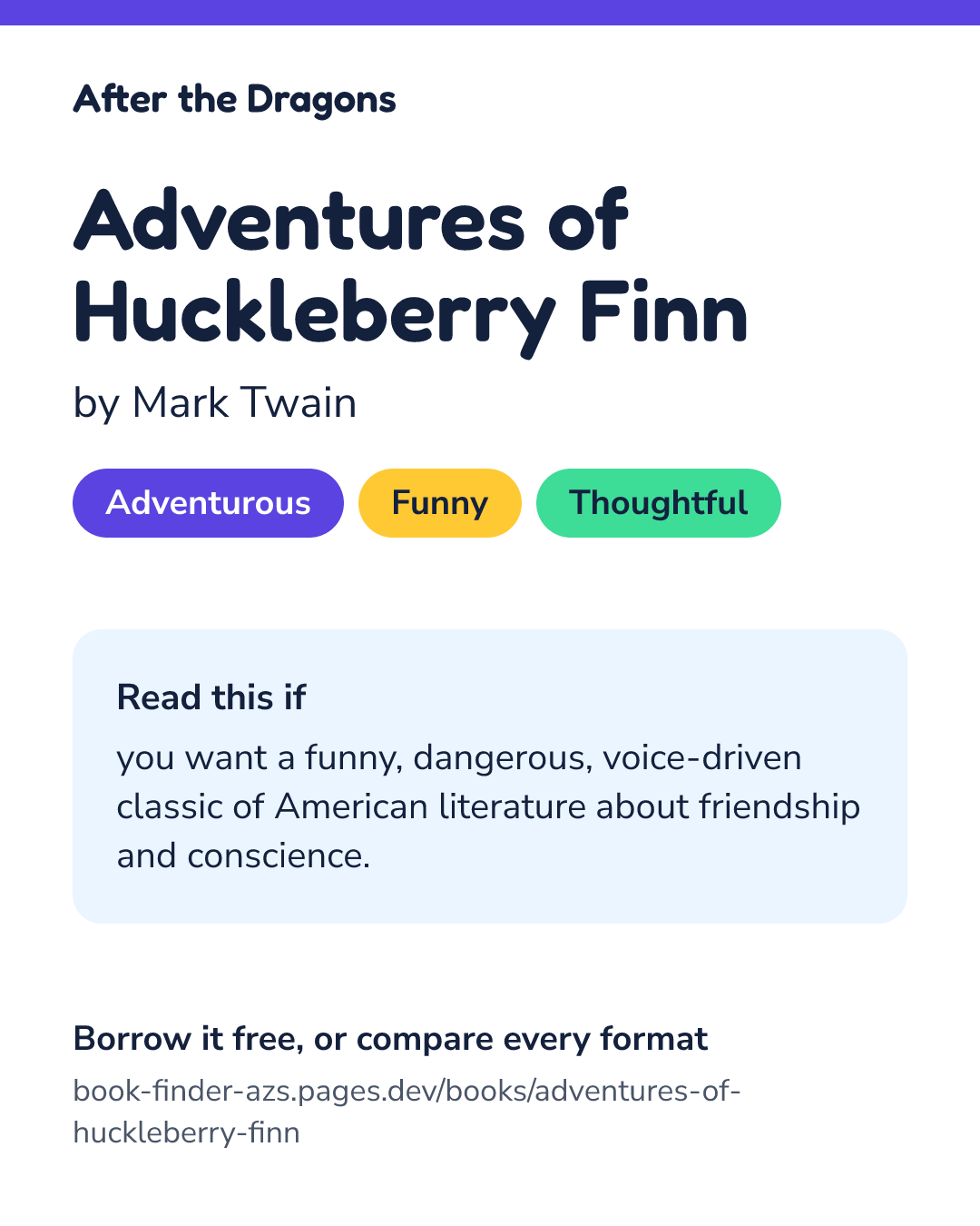 Share card for Adventures of Huckleberry Finn