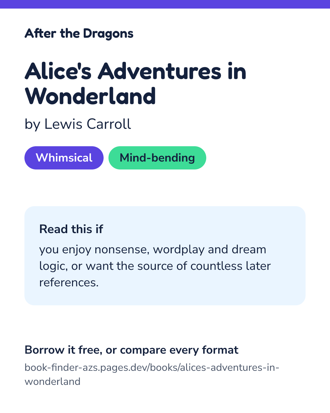 Share card for Alice's Adventures in Wonderland