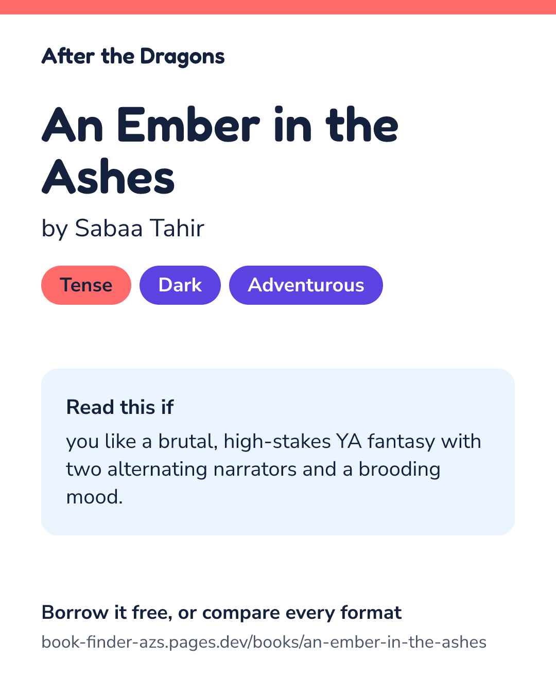 Share card for An Ember in the Ashes