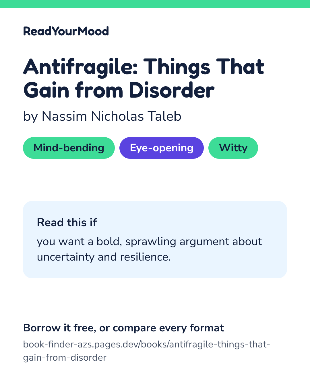 Share card for Antifragile: Things That Gain from Disorder