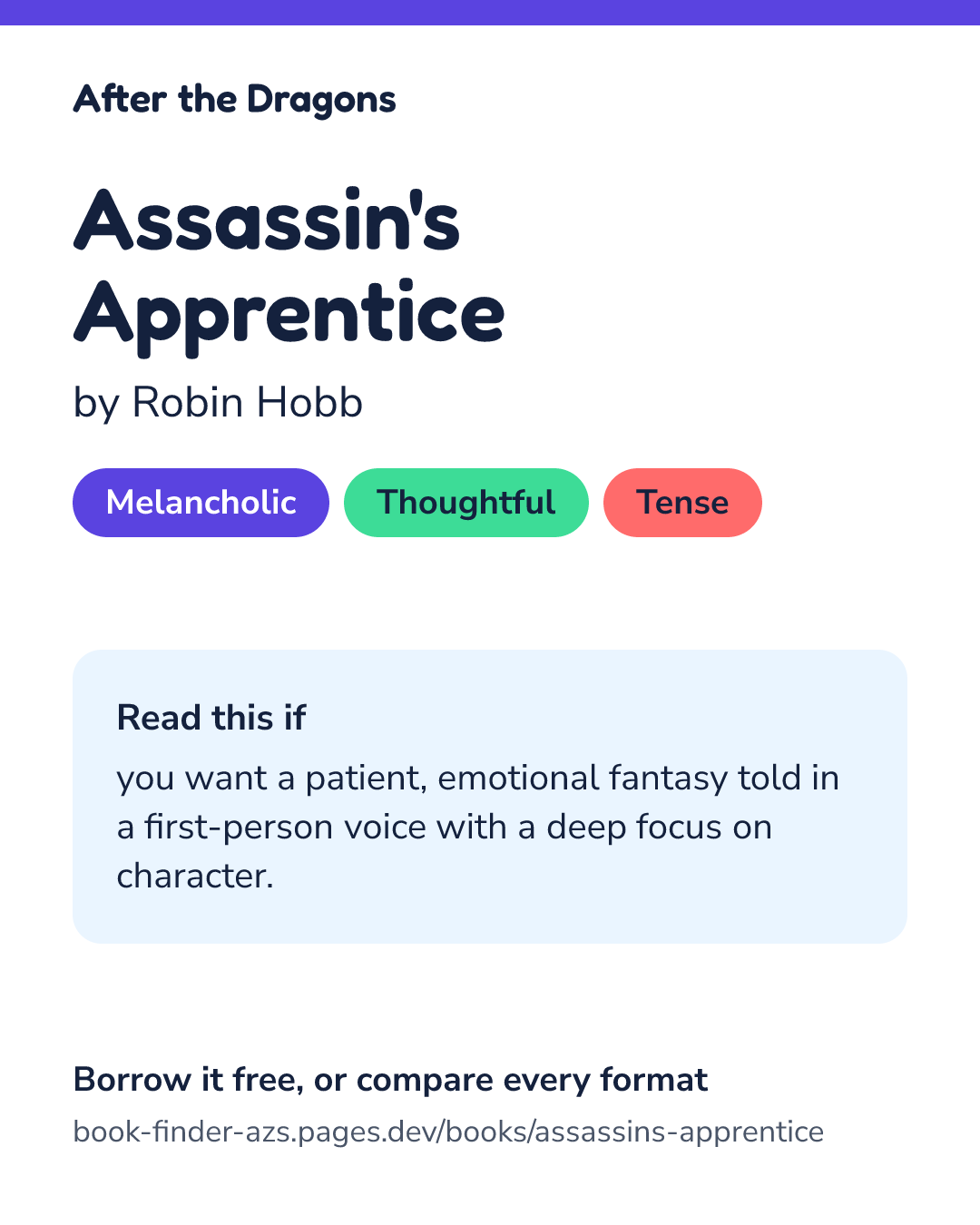 Share card for Assassin's Apprentice