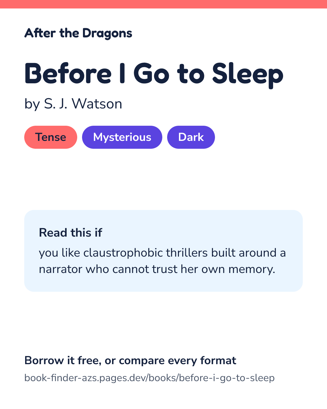 Share card for Before I Go to Sleep