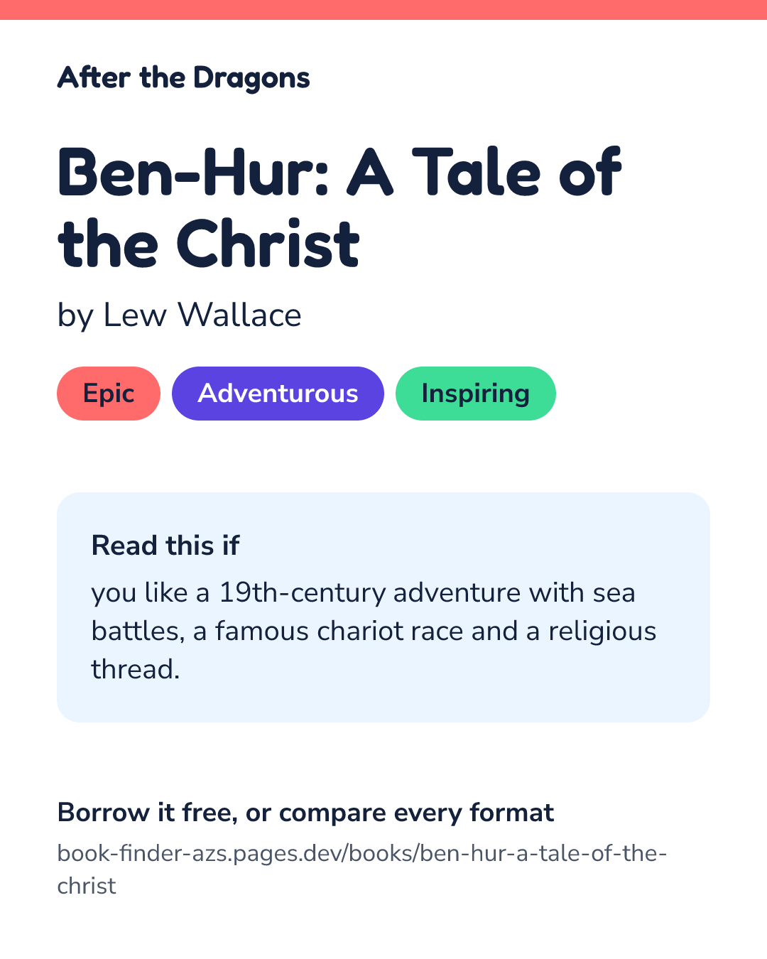 Share card for Ben-Hur: A Tale of the Christ