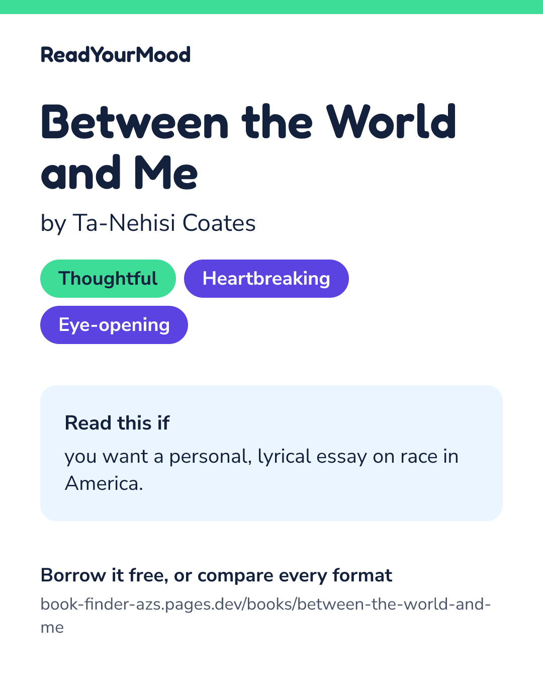 Share card for Between the World and Me
