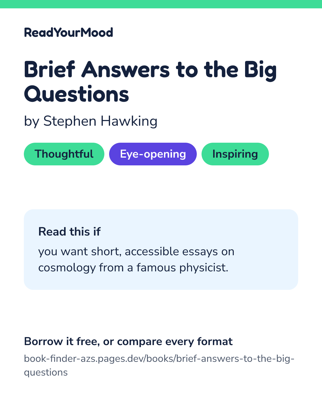 Share card for Brief Answers to the Big Questions