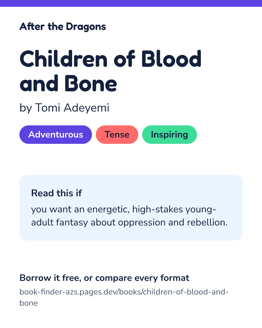 Share card for Children of Blood and Bone