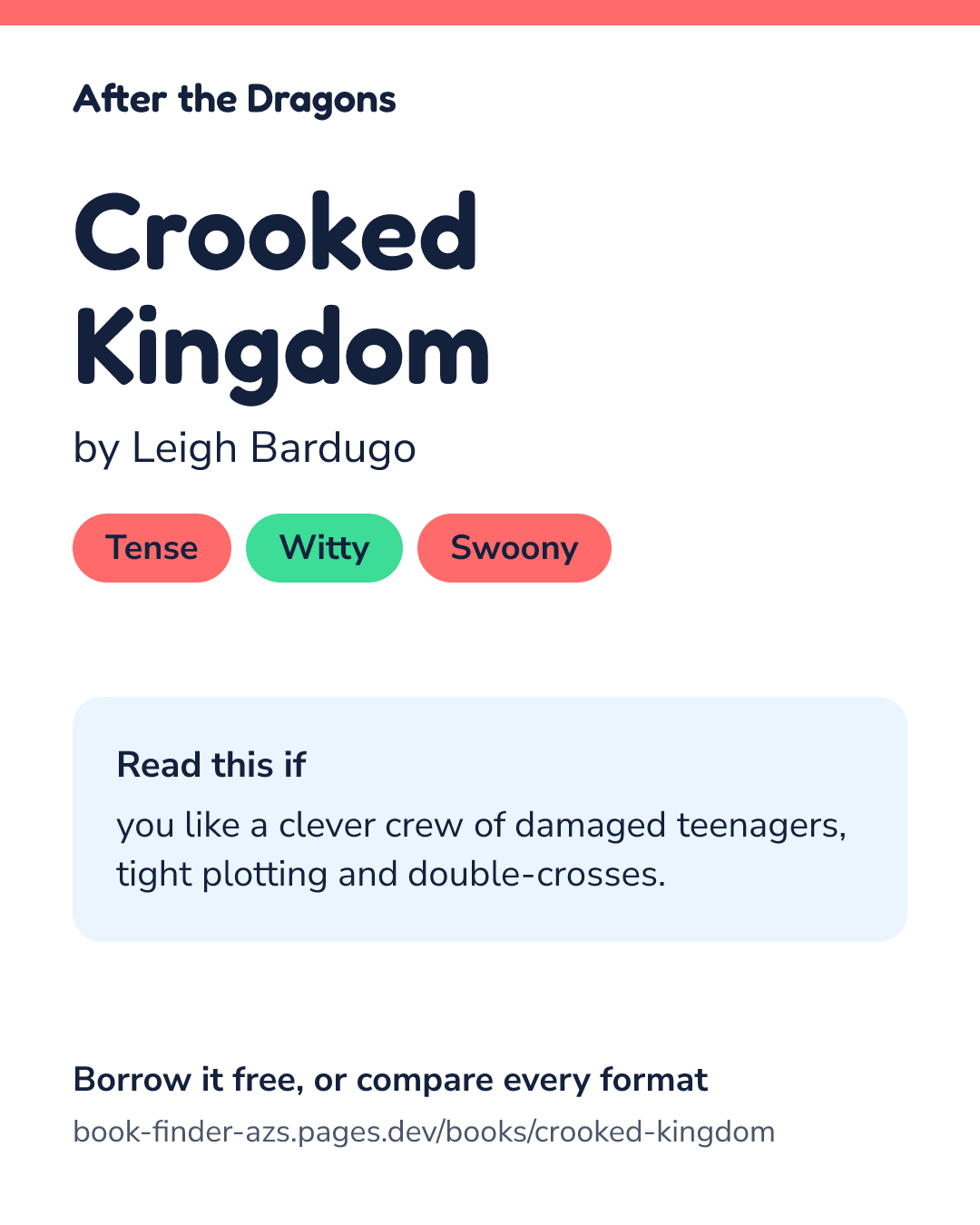 Share card for Crooked Kingdom