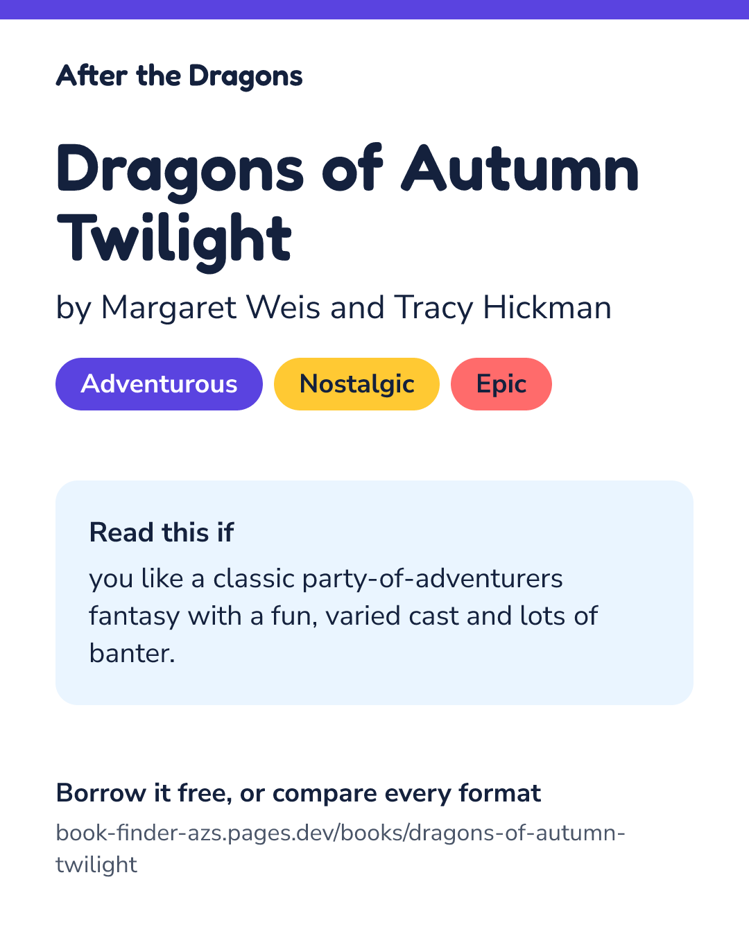 Share card for Dragons of Autumn Twilight
