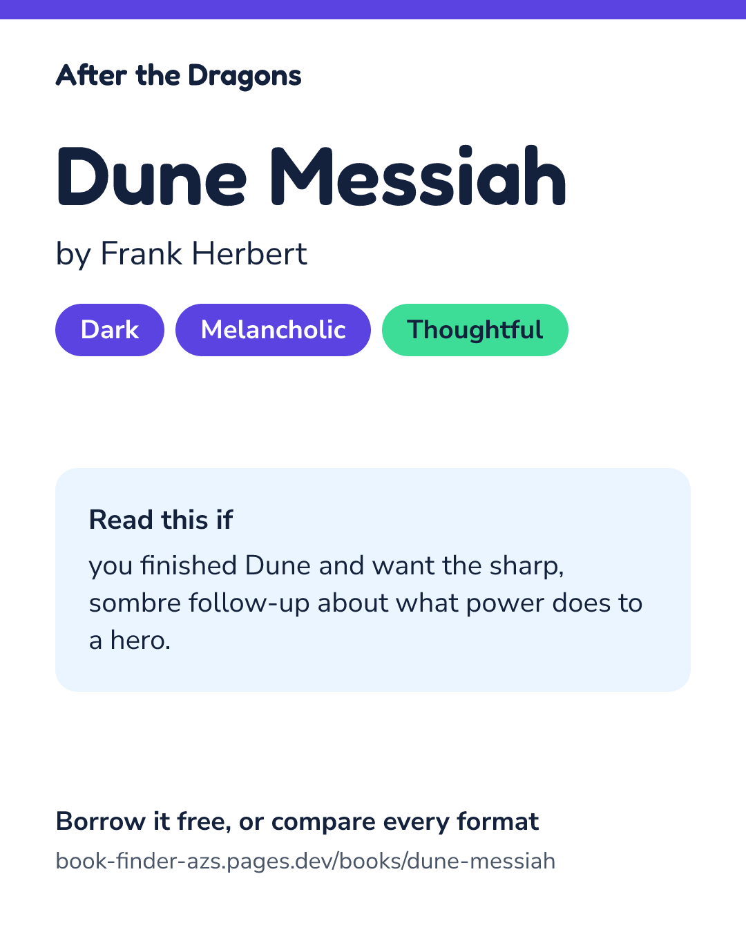 Share card for Dune Messiah