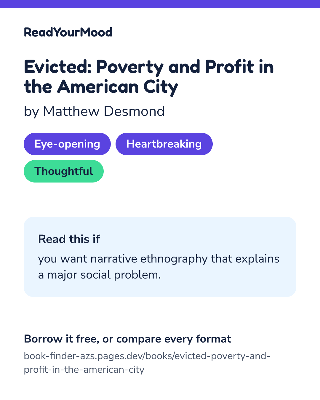 Share card for Evicted: Poverty and Profit in the American City