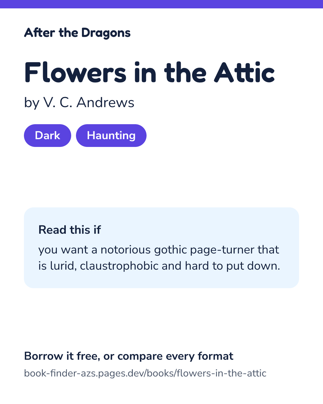 Share card for Flowers in the Attic