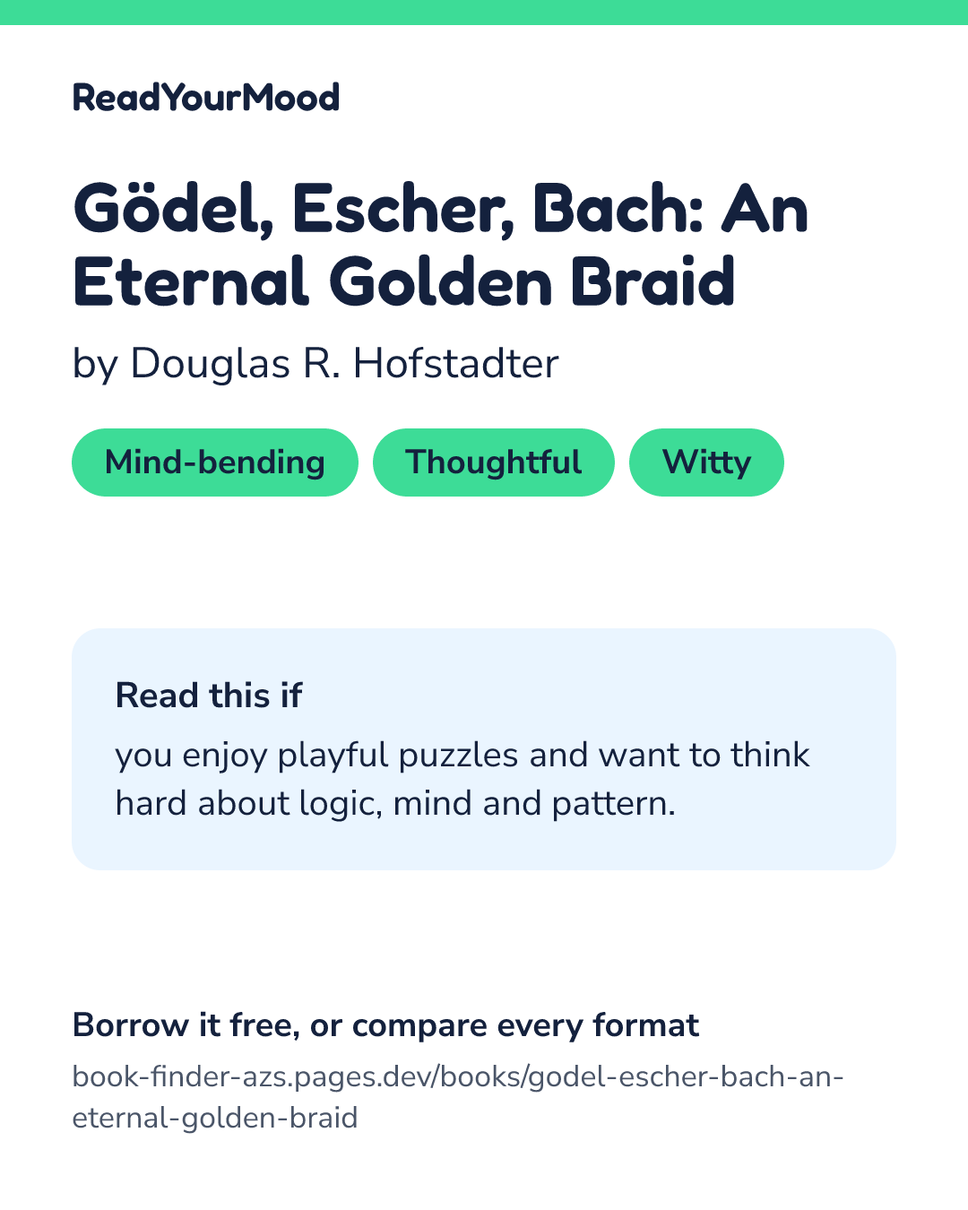 Share card for Gödel, Escher, Bach: An Eternal Golden Braid