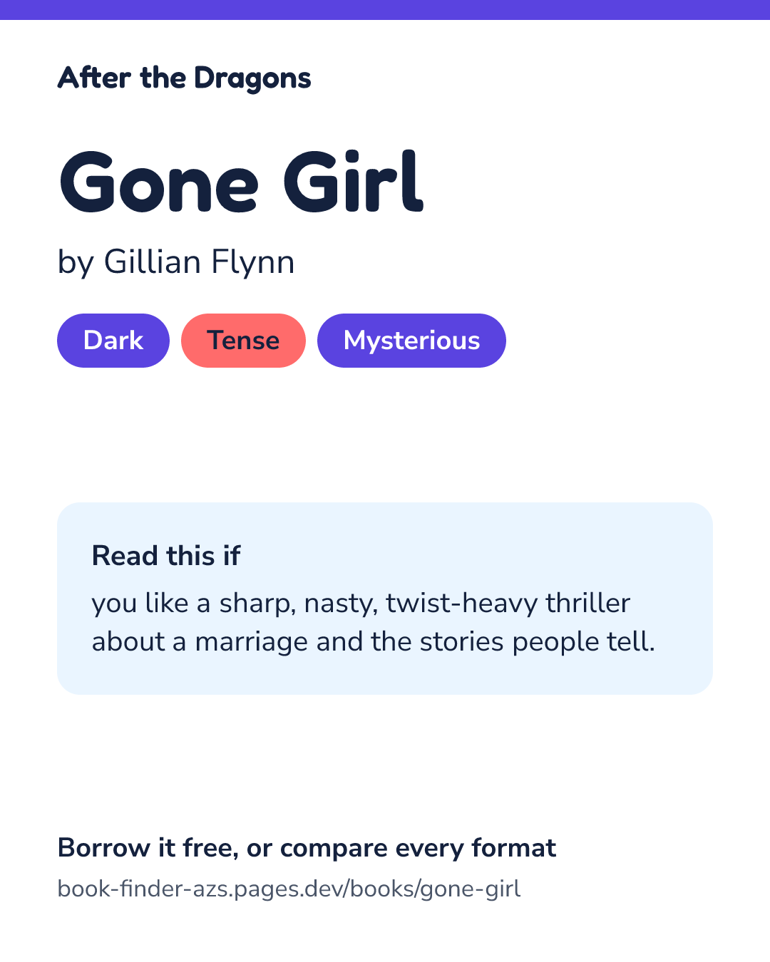 Share card for Gone Girl