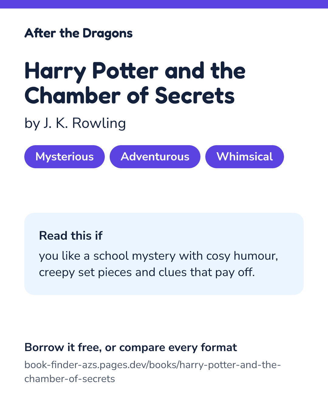 Share card for Harry Potter and the Chamber of Secrets