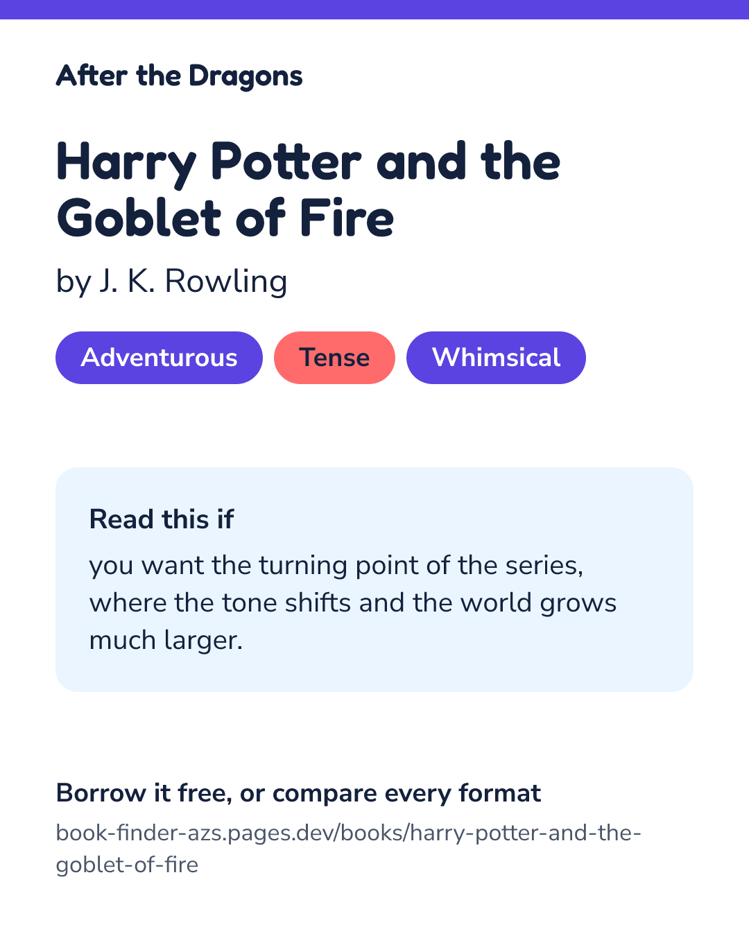 Share card for Harry Potter and the Goblet of Fire