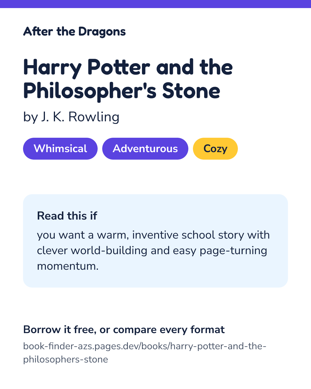 Share card for Harry Potter and the Philosopher's Stone