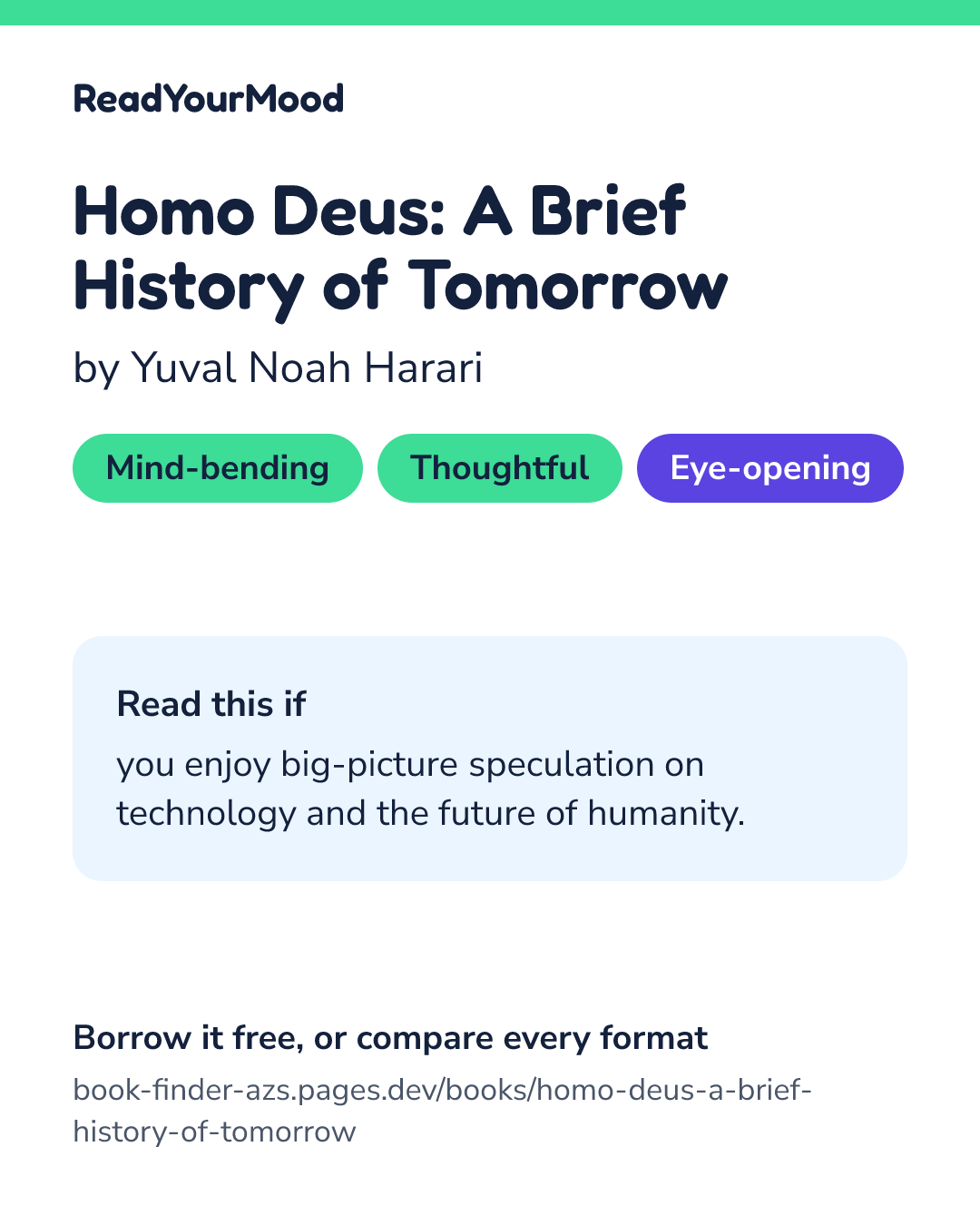 Share card for Homo Deus: A Brief History of Tomorrow