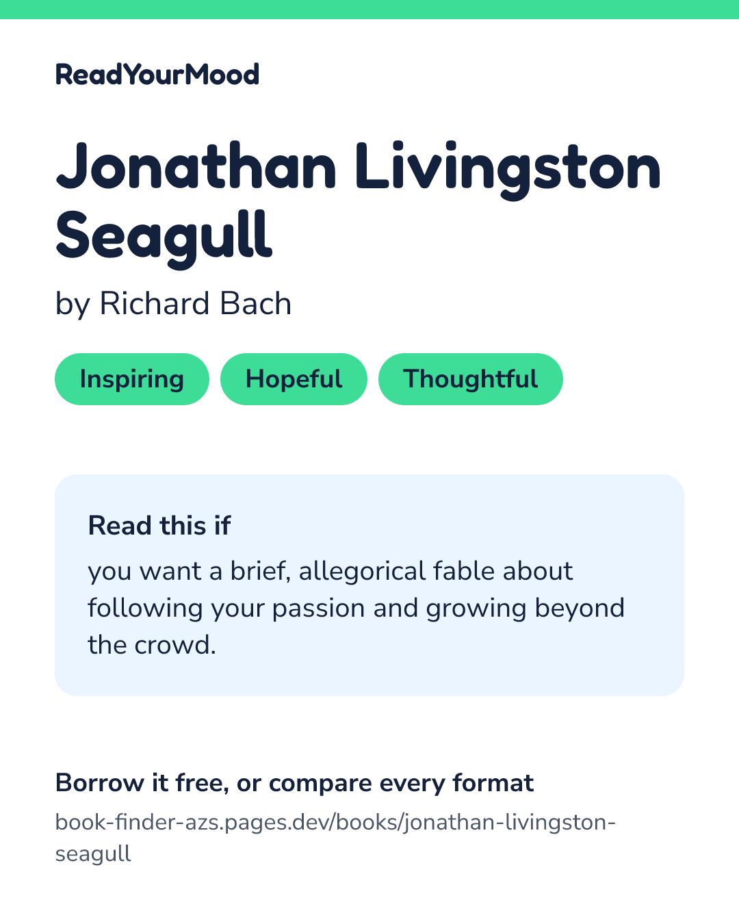Share card for Jonathan Livingston Seagull