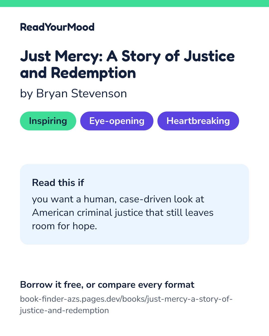 Share card for Just Mercy: A Story of Justice and Redemption