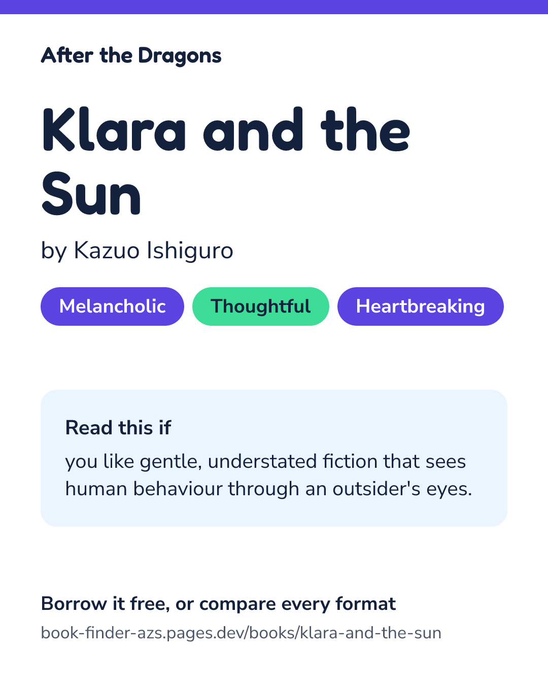 Share card for Klara and the Sun
