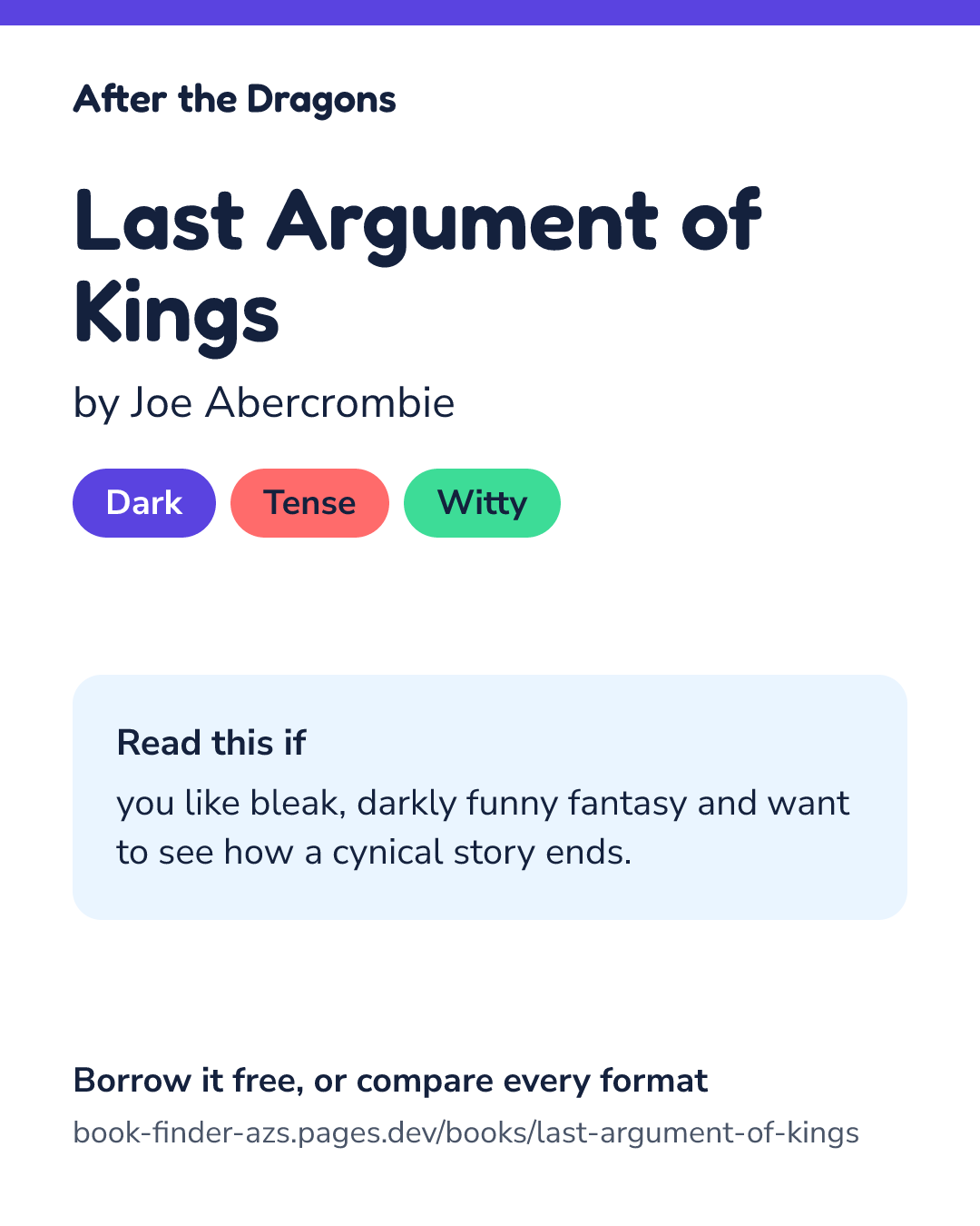Share card for Last Argument of Kings