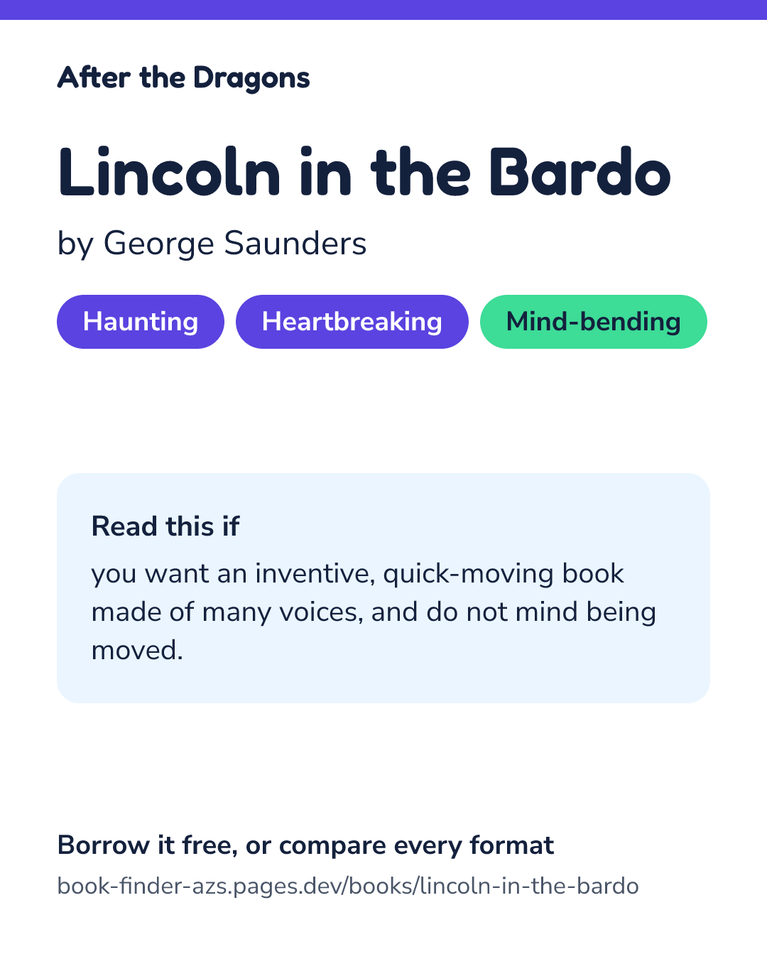 Share card for Lincoln in the Bardo