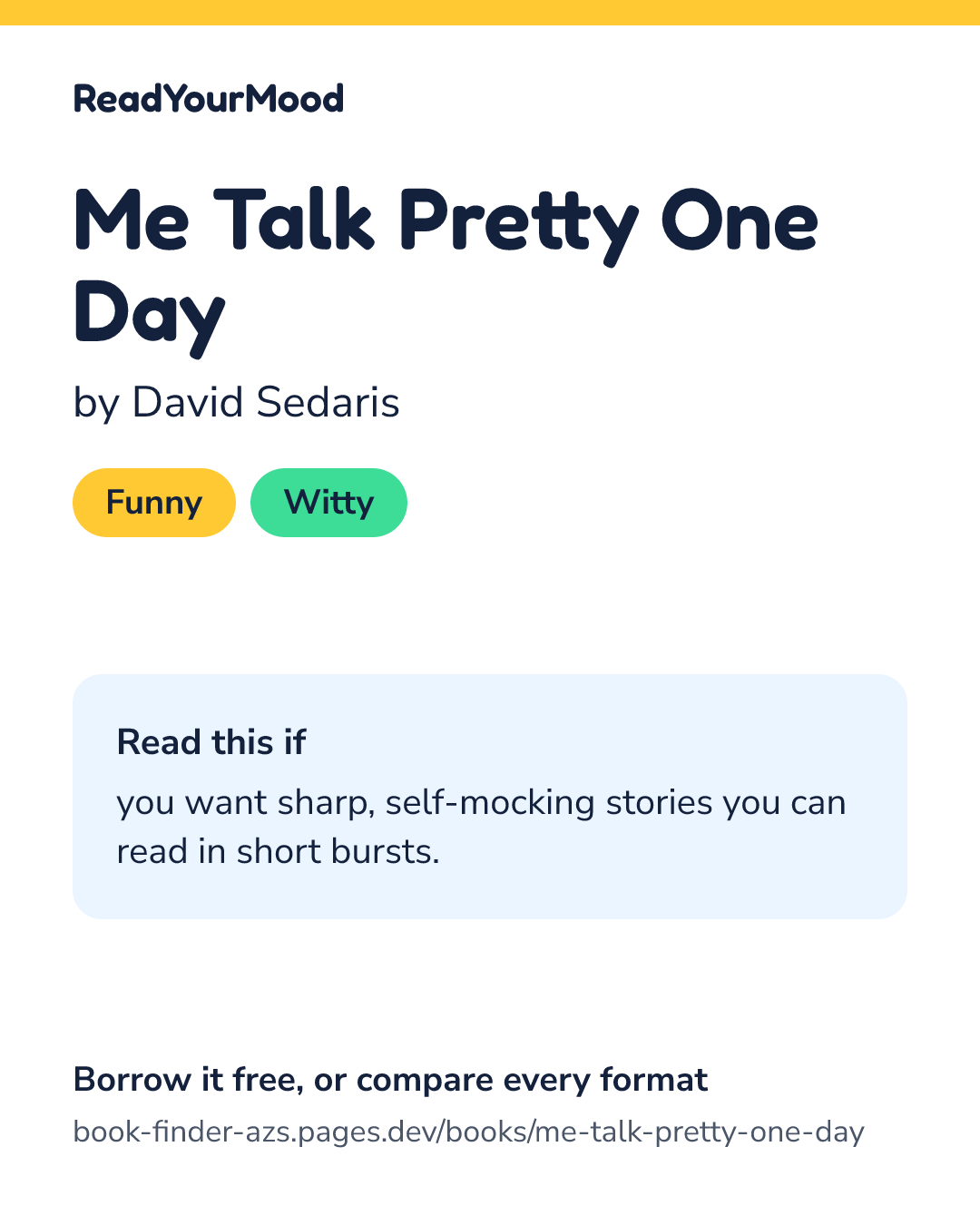 Share card for Me Talk Pretty One Day