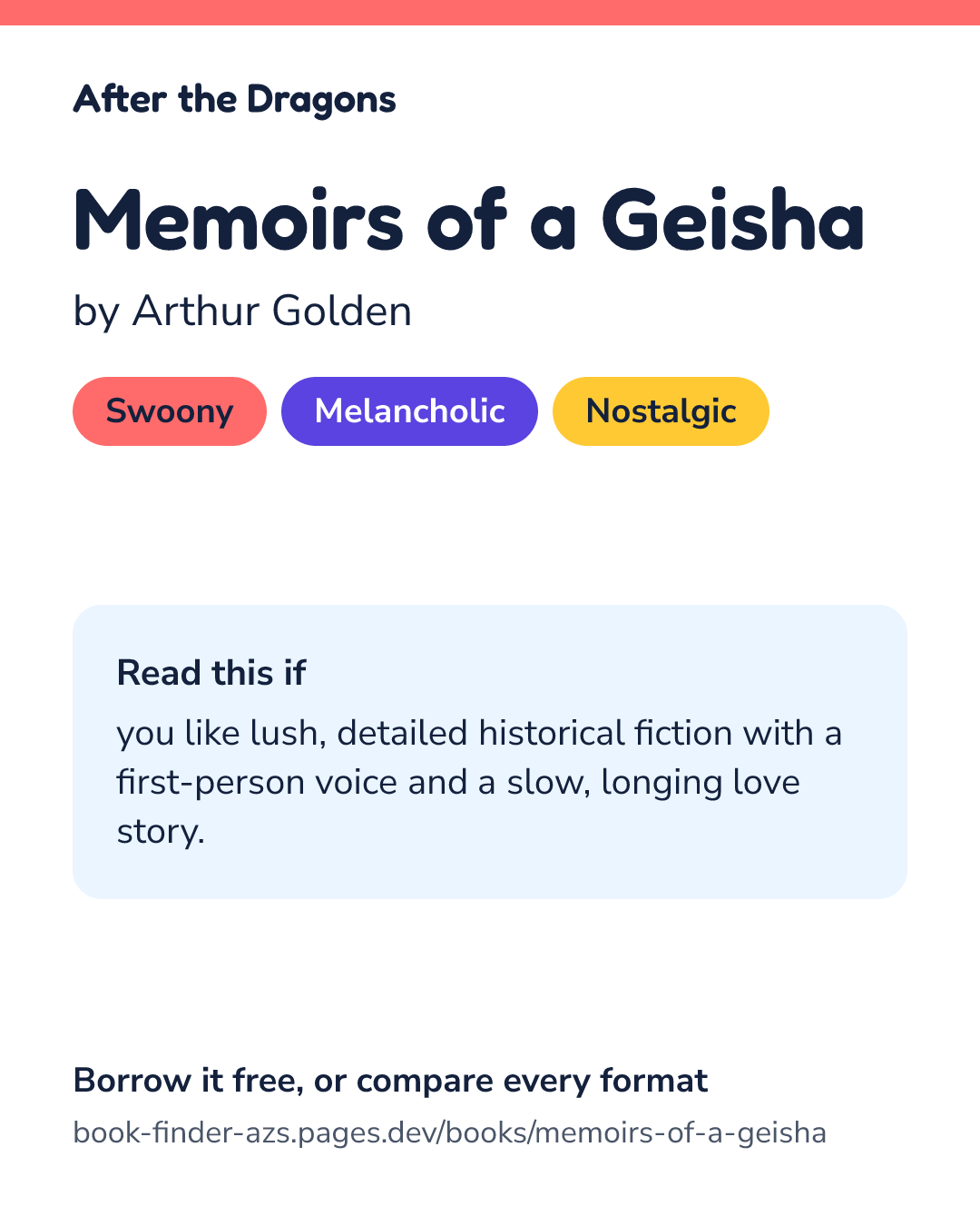 Share card for Memoirs of a Geisha