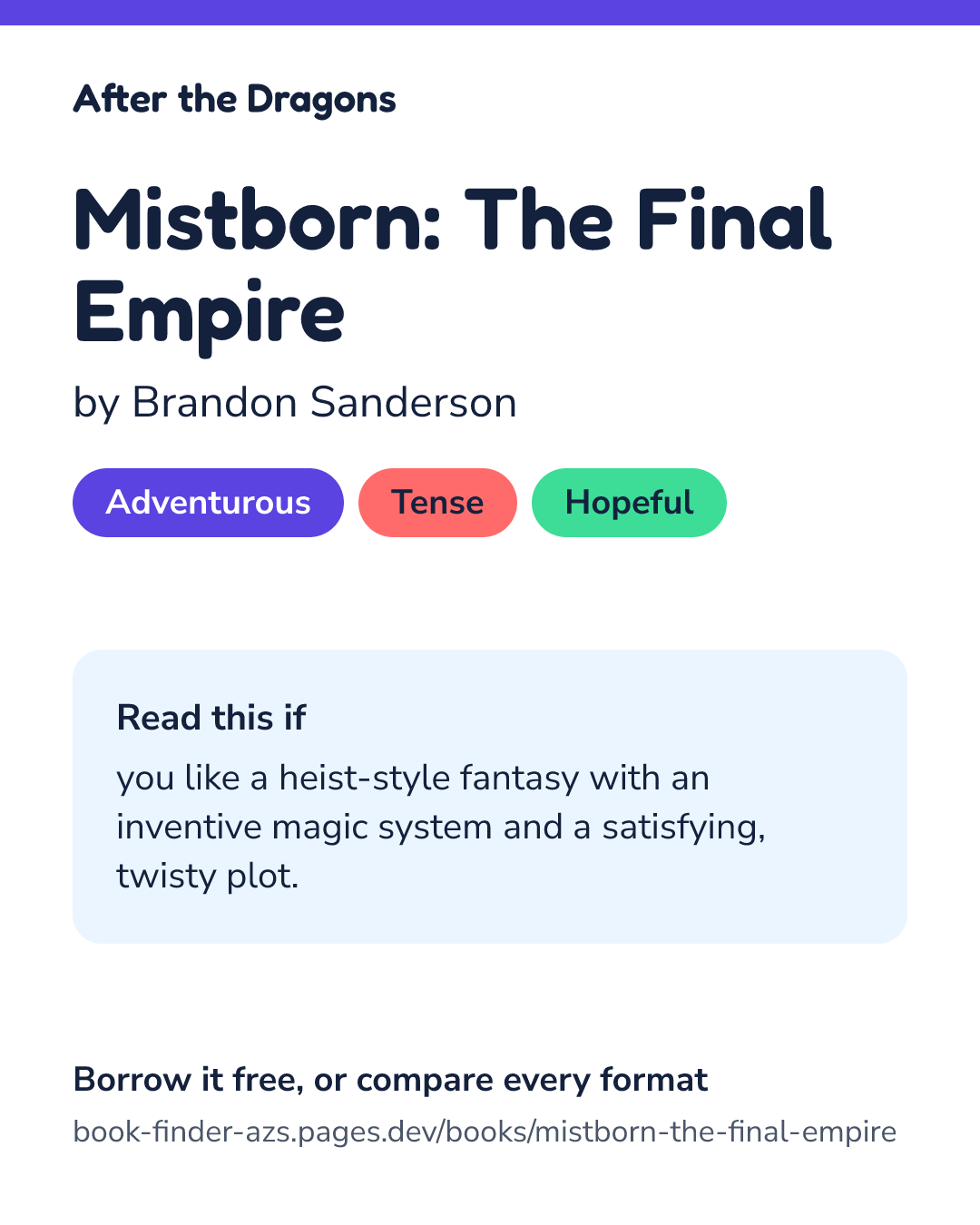 Share card for Mistborn: The Final Empire
