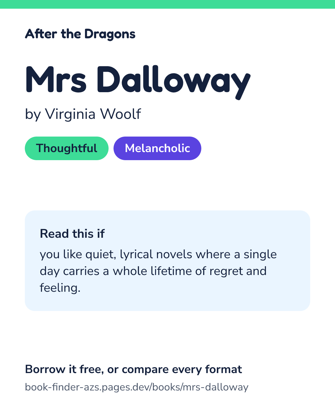 Share card for Mrs Dalloway