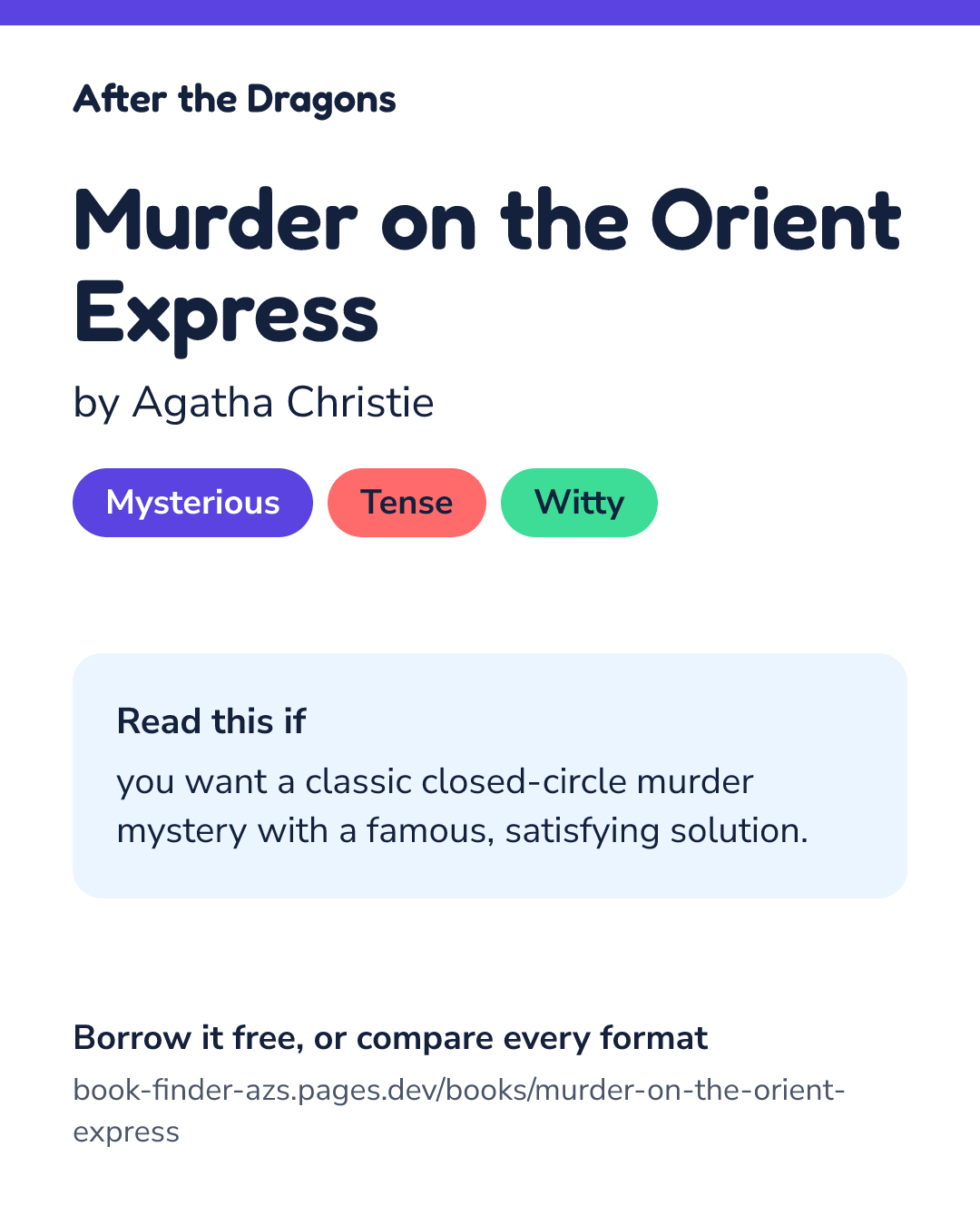 Share card for Murder on the Orient Express