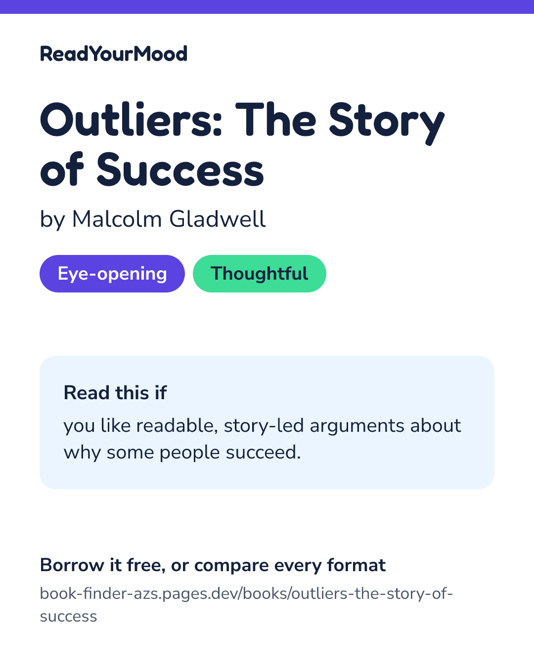 Share card for Outliers: The Story of Success