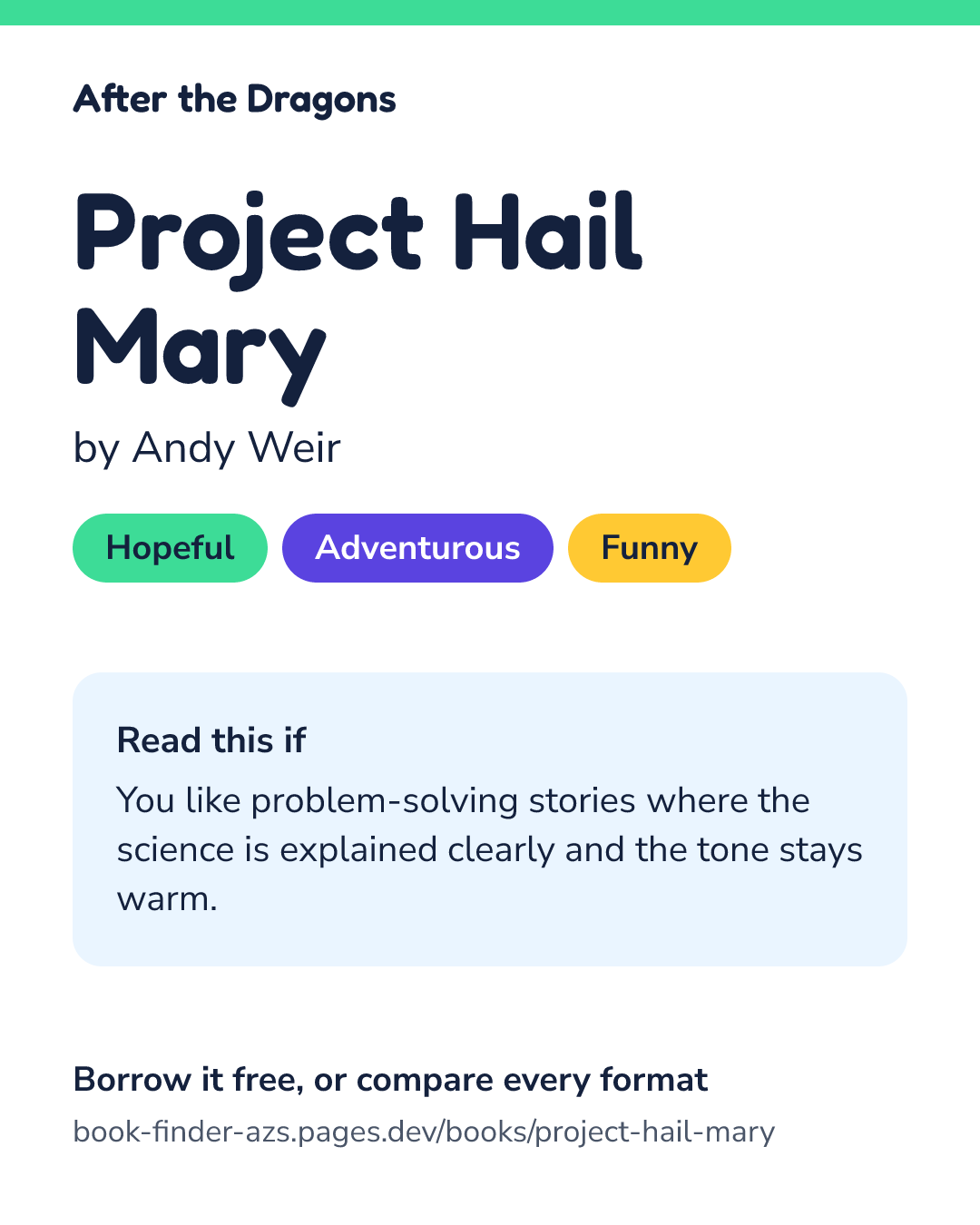 Share card for Project Hail Mary
