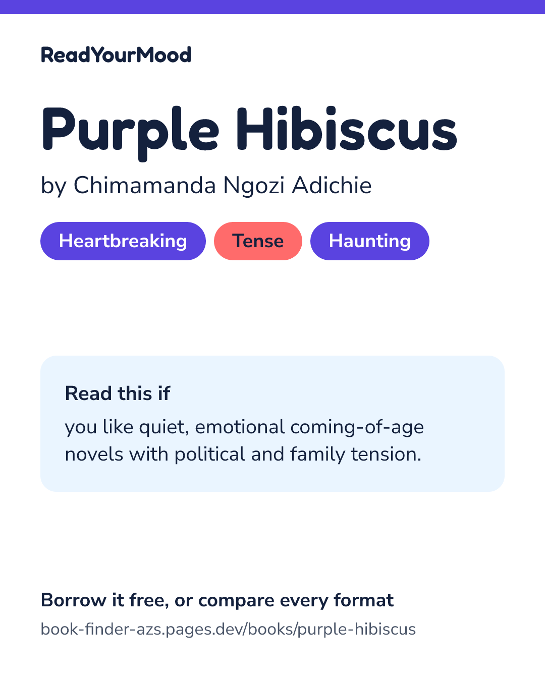 Share card for Purple Hibiscus