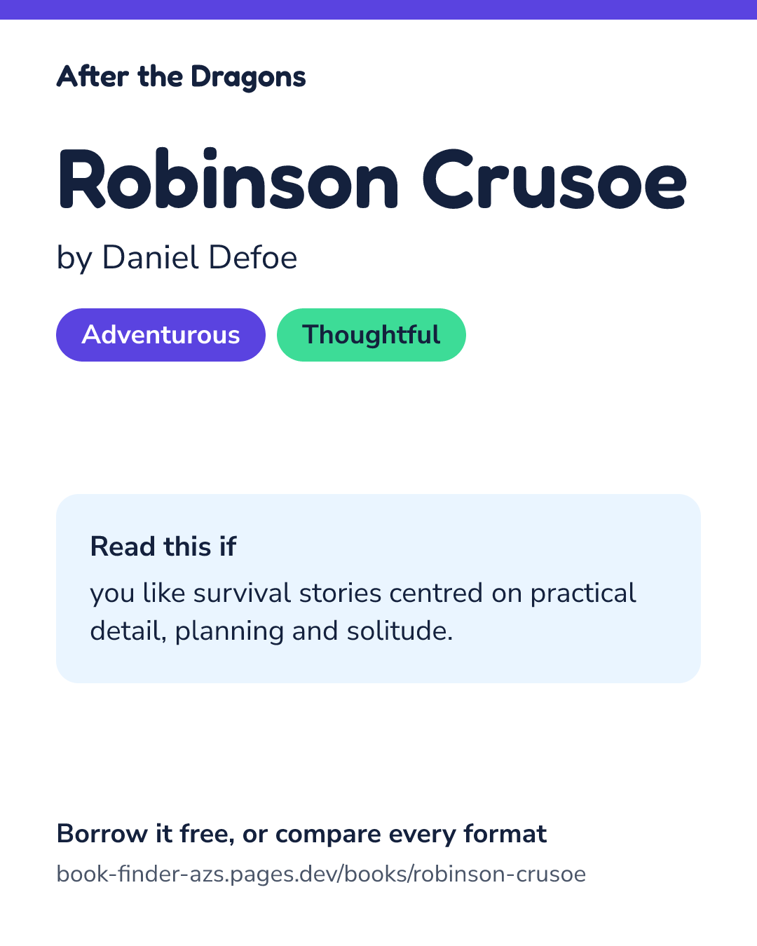 Share card for Robinson Crusoe