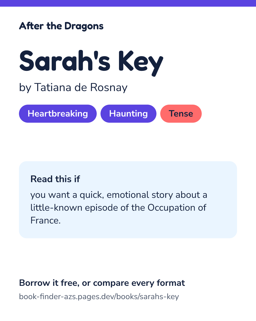 Share card for Sarah's Key