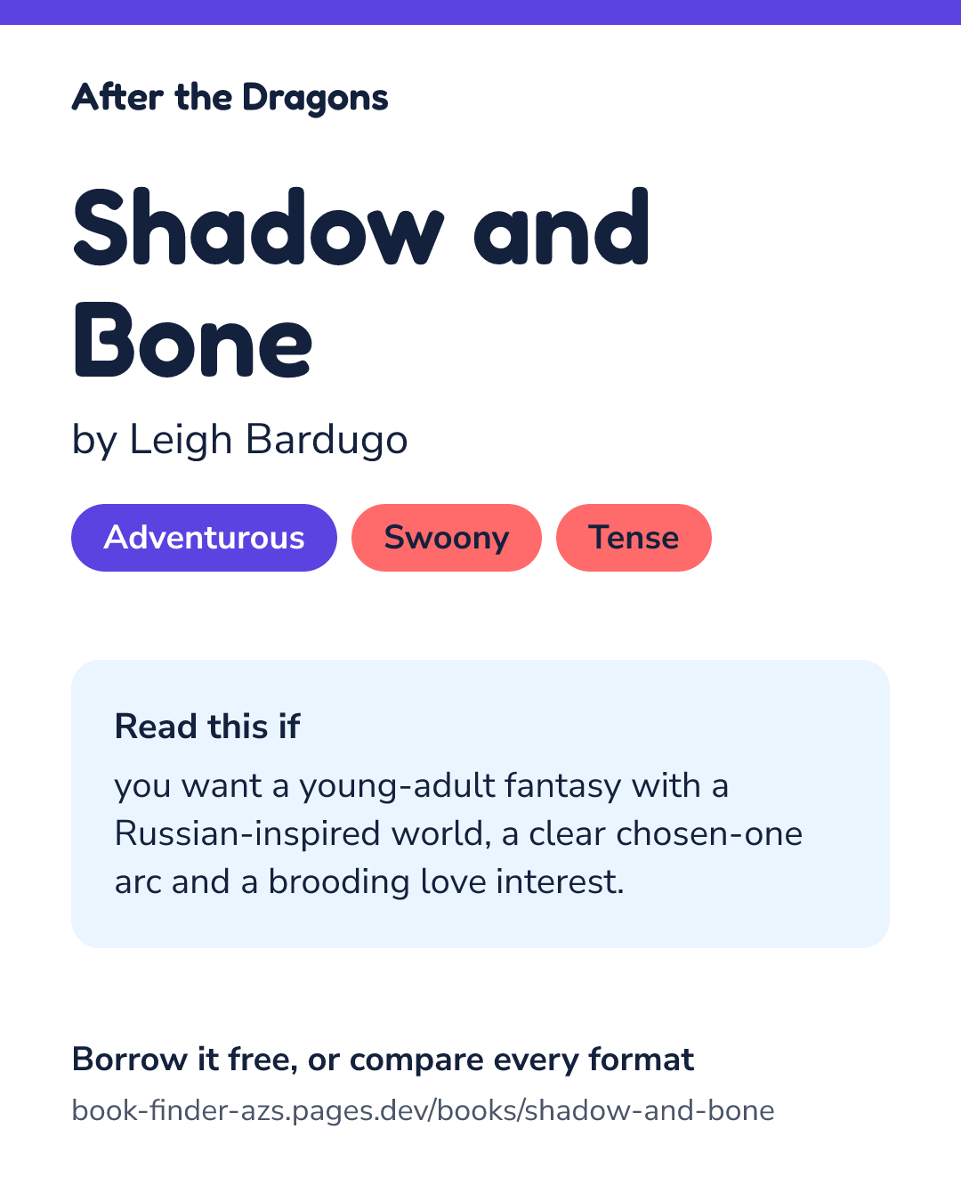 Share card for Shadow and Bone