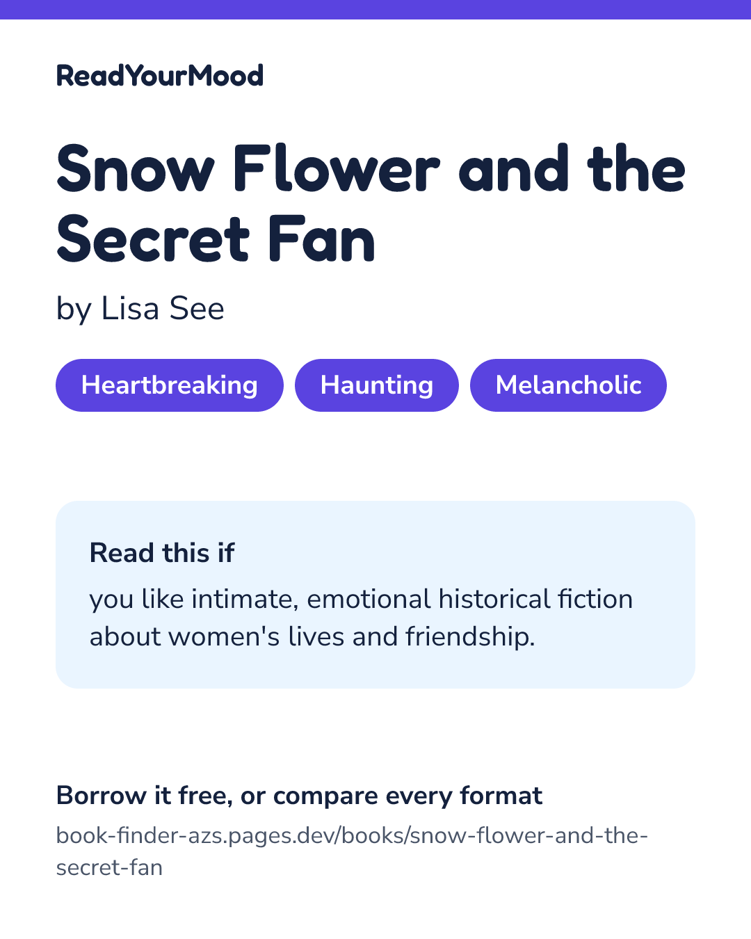 Share card for Snow Flower and the Secret Fan