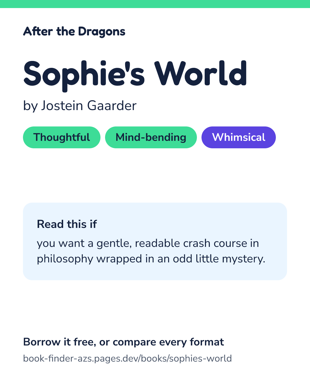 Share card for Sophie's World