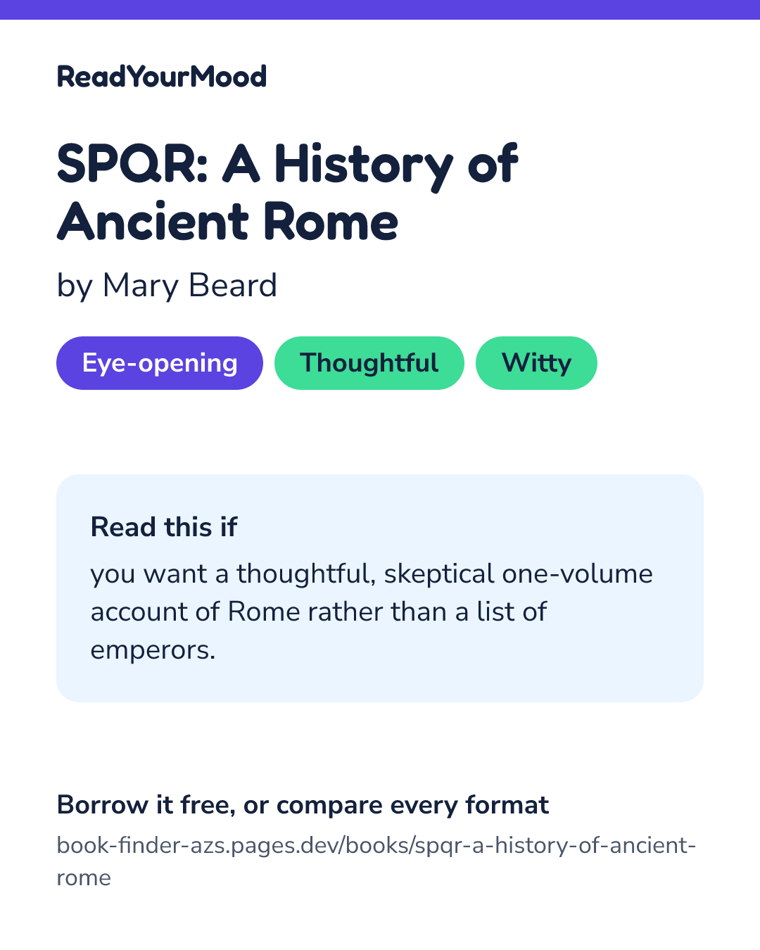 Share card for SPQR: A History of Ancient Rome