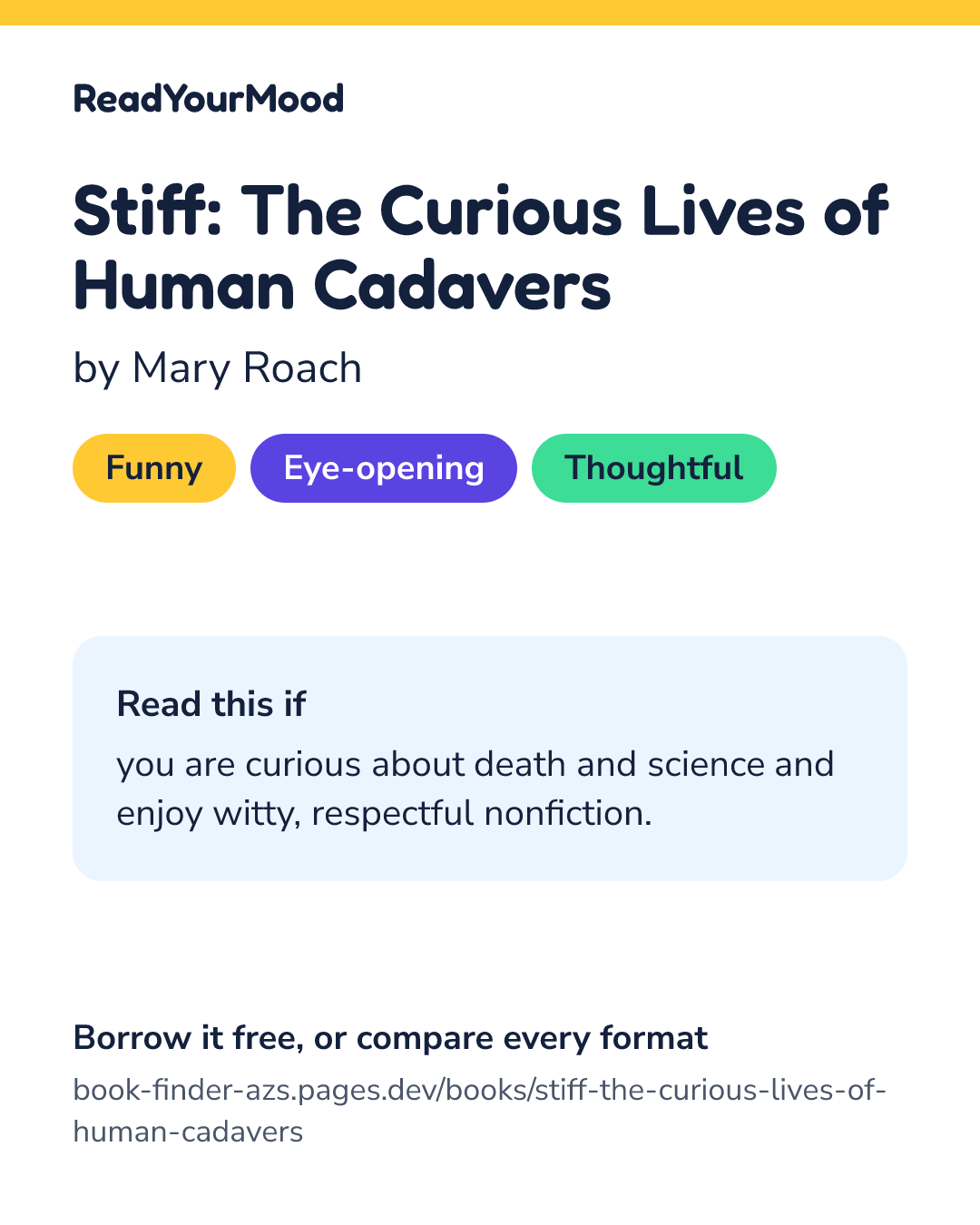Share card for Stiff: The Curious Lives of Human Cadavers