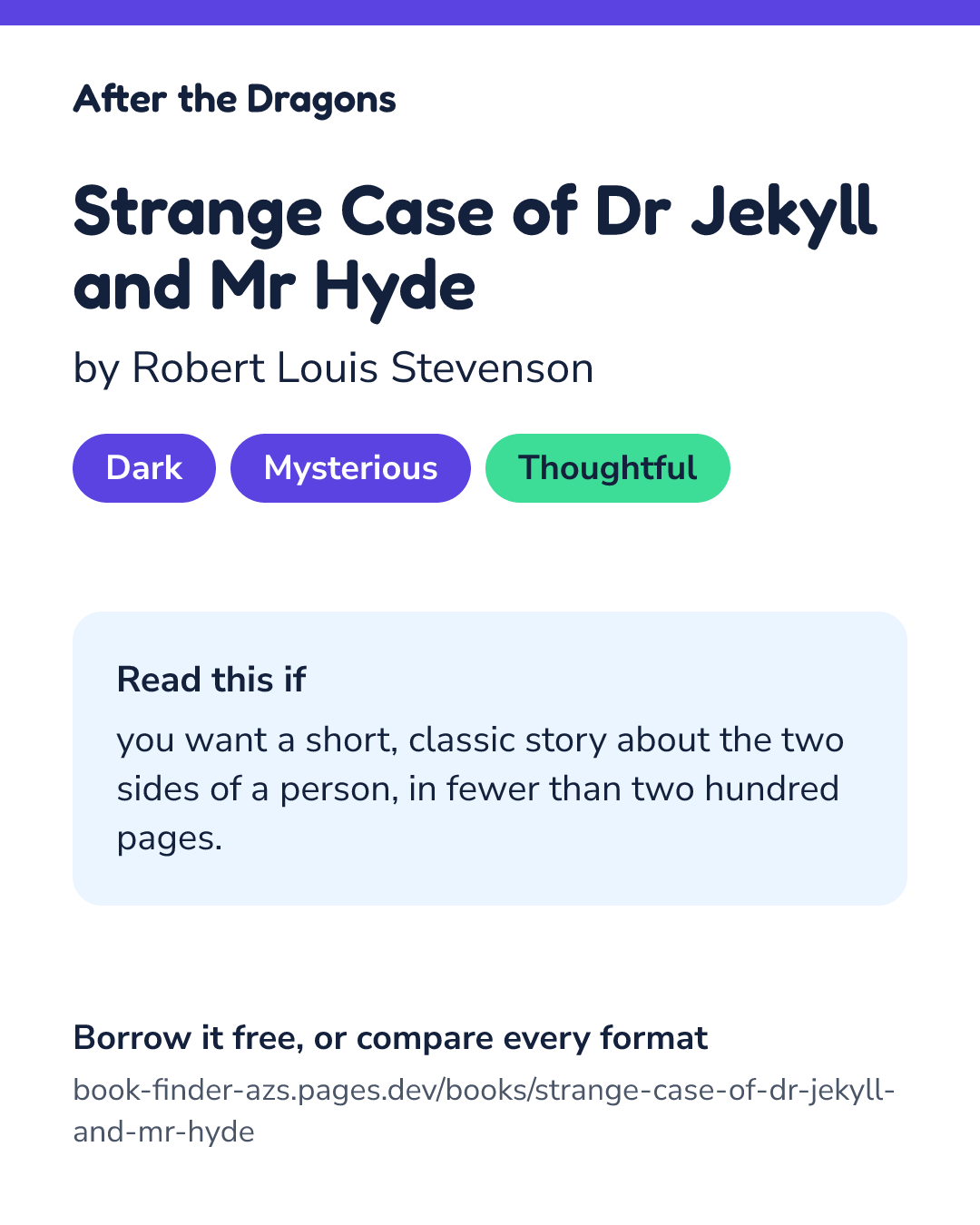 Share card for Strange Case of Dr Jekyll and Mr Hyde