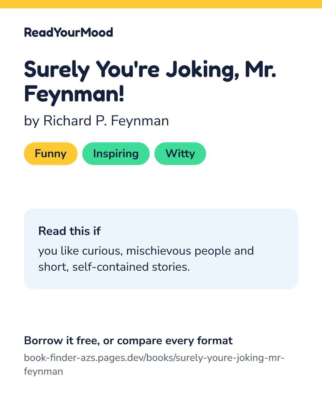 Share card for Surely You're Joking, Mr. Feynman!