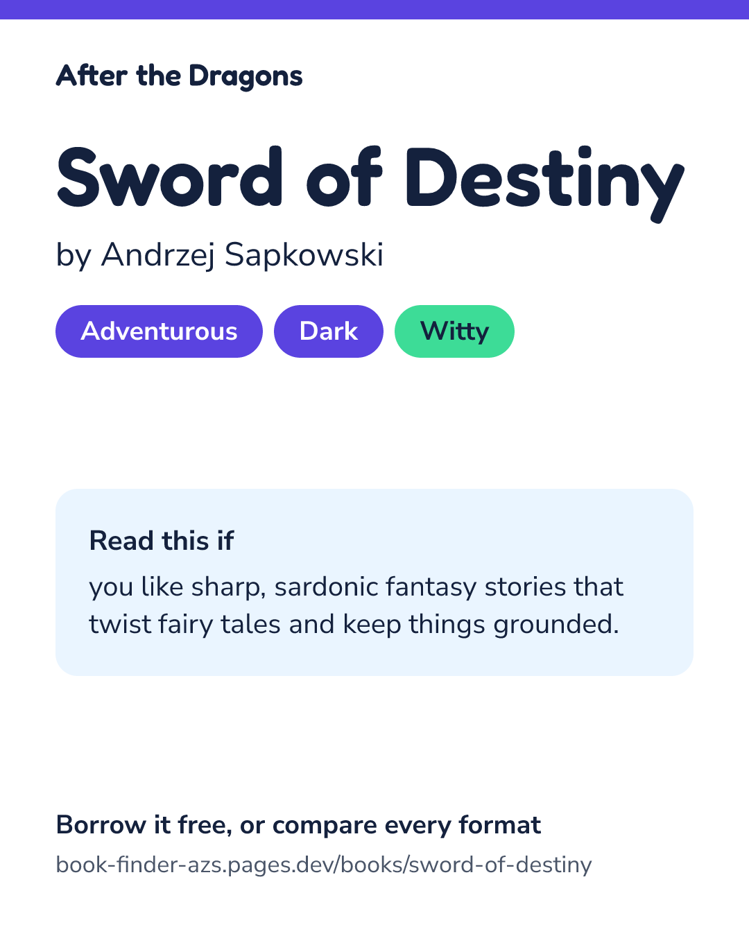 Share card for Sword of Destiny