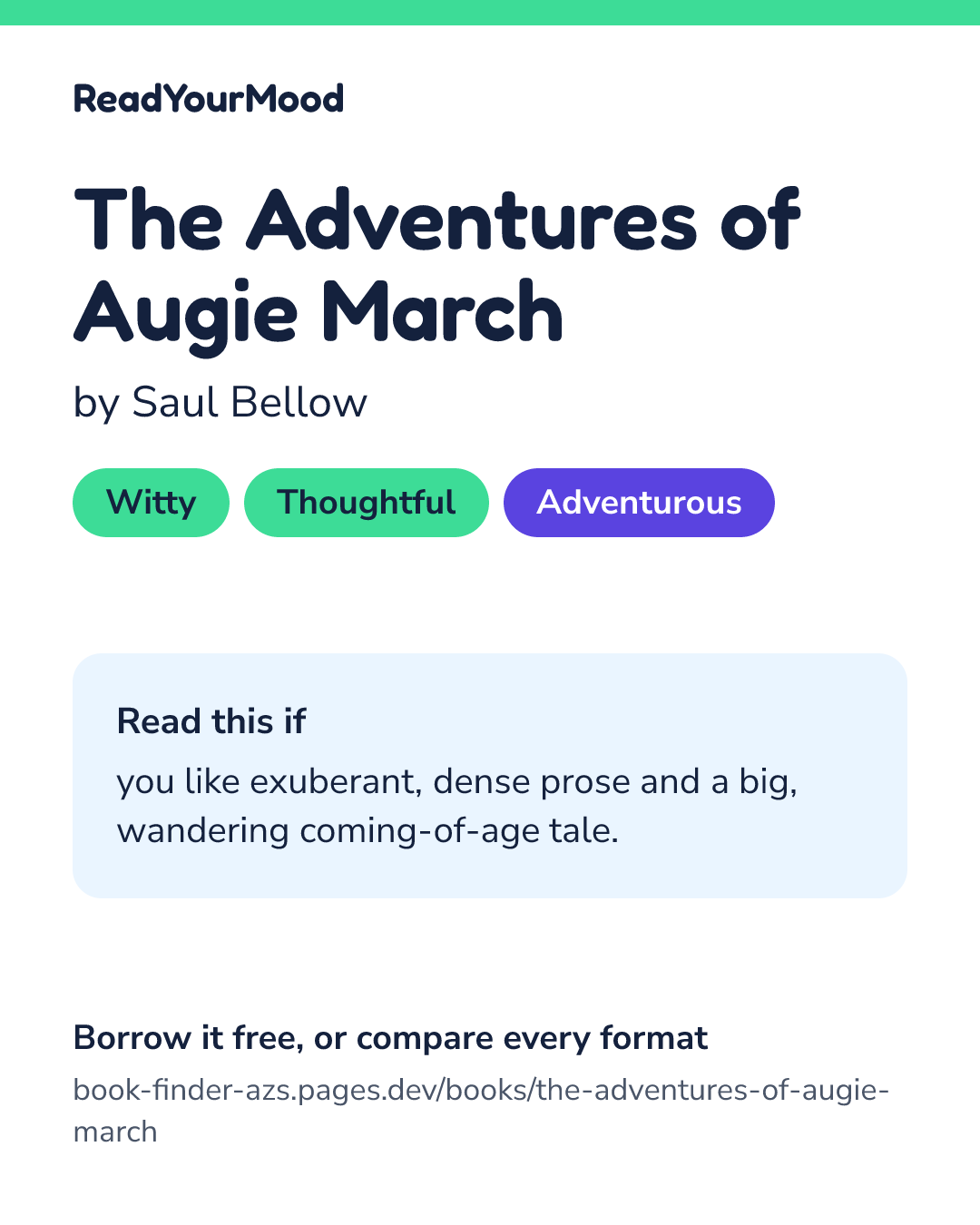 Share card for The Adventures of Augie March