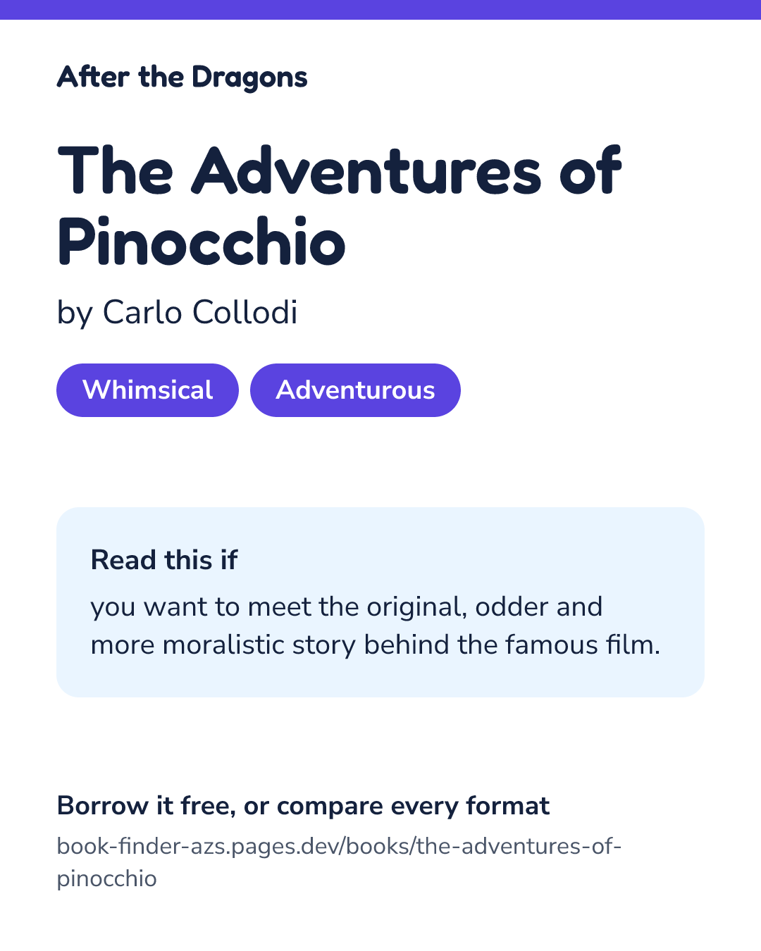 Share card for The Adventures of Pinocchio